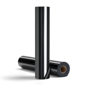 Heat Transfer Vinyl, 12 in x 25 ft, Glossy Black HTV Iron on Vinyl Roll, Easy to Cut and Weed, Strong Adhesion, Compatible with Cutting Machines, for Various Materials, T-shirts, Pillows, Hats
