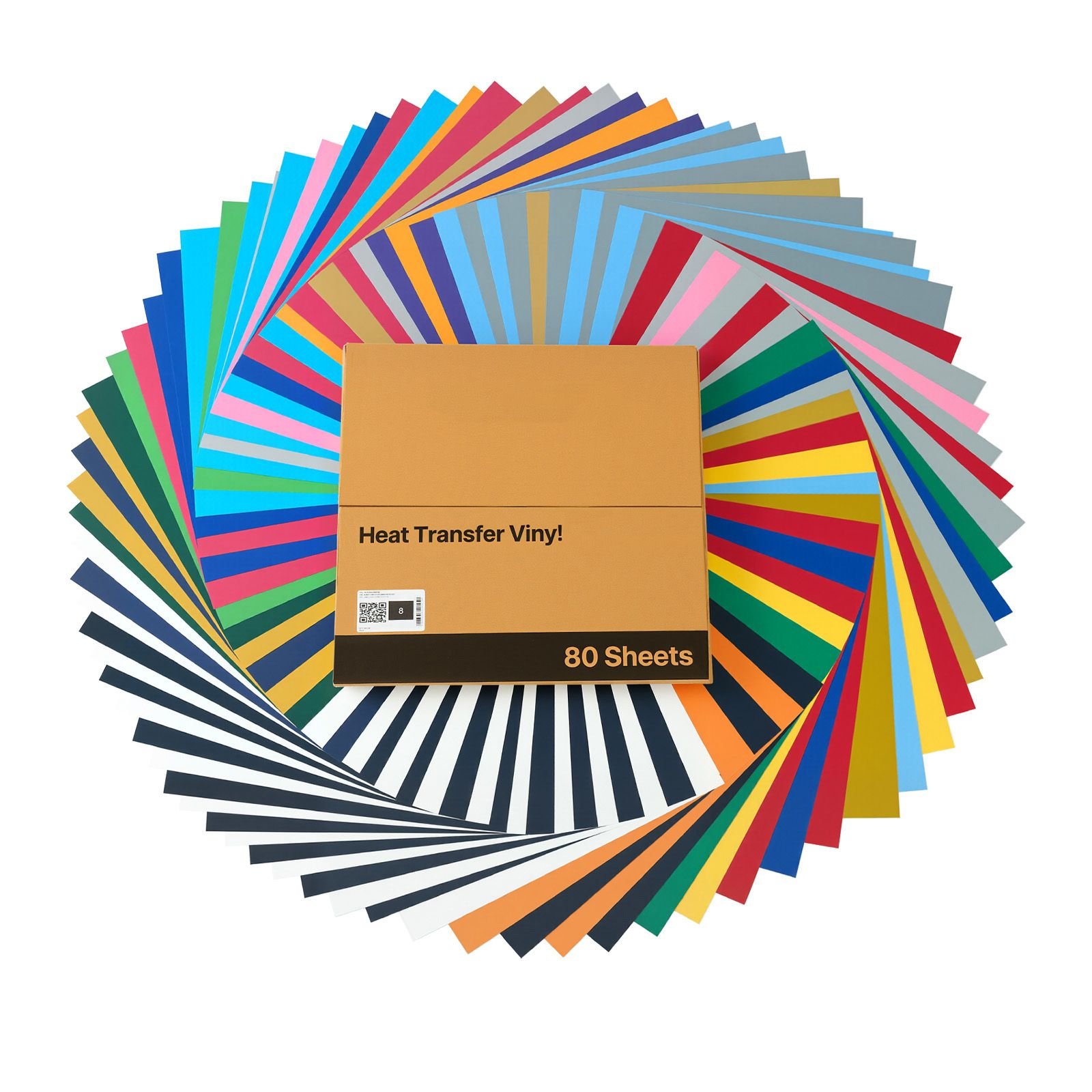 heat transfer vinyl, 80 pack, 12 x 12 in, assorted colors htv iron on vinyl bundle, easy to cut and weed, with accessories, compatible with cutting machines, for various materials, t shirts