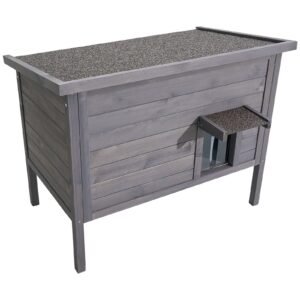 heated cat house, insulated wooden cat house for outdoor cats, waterproof feral kitty shelter with heating pad, pvc flap door & openable asphalt roof for 1 3 cats in winter, 34 x 21 x 27 in