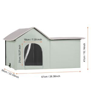 heated cat house, outdoor kitty shelter with adjustable temperature and timer, 600d oxford cloth foldable cat shelter with heated pad for winter to stay warm and cozy, green (large)