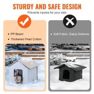 heated cat house, outdoor kitty shelter with timer, 600d oxford cloth foldable cat shelter with heated pad for winter to stay warm and cozy, blue (small)