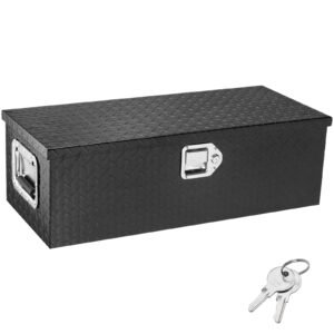 Heavy Duty Aluminum Truck Bed Tool Box, Diamond Plate Tool Box with Side Handle and Lock Keys, Storage Tool Box Chest Box Organizer for Pickup, RV, Trailer, Truck Bed, 30"x13"x9.6", Black