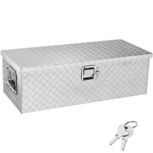 Heavy Duty Aluminum Truck Bed Tool Box, Diamond Plate Tool Box with Side Handle and Lock Keys, Storage Tool Box Chest Box Organizer for Pickup, Truck Bed, RV, Trailer, 30"x13"x9.6", Silver