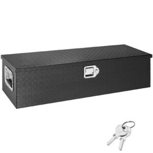 Heavy Duty Aluminum Truck Bed Tool Box, Diamond Plate Tool Box with Side Handle and Lock Keys, Storage Tool Box Chest Box Organizer for Pickup, Truck Bed, RV, Trailer, 39"x13"x10", Black