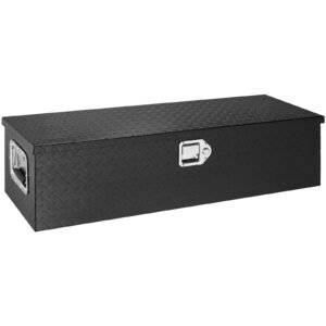 heavy duty aluminum truck bed tool box, diamond plate tool box with side handle and lock keys, storage tool box chest box organizer for pickup, truck bed, rv, trailer, 39"x13"x10", black