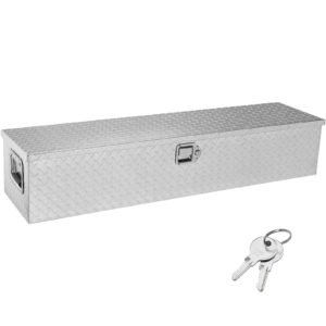 Heavy Duty Aluminum Truck Bed Tool Box, Diamond Plate Tool Box with Side Handle and Lock Keys, Storage Tool Box Chest Box Organizer for Pickup, Truck Bed, RV, Trailer, 48"x15"x15", Silver