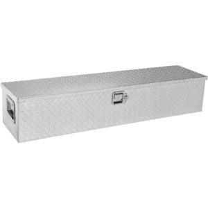 heavy duty aluminum truck bed tool box, diamond plate tool box with side handle and lock keys, storage tool box chest box organizer for pickup, truck bed, rv, trailer, 48"x15"x15", silver
