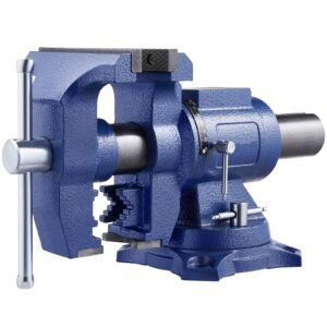 Heavy Duty Bench Vise, 6-1/2" Jaw Width, 5" Max Jaw Opening Multi-Purpose Ductile Iron Bench Vise with Anvil, 360° Swivel Base Head, 3" Throat, 5620 lbs Clamp Force