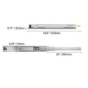 heavy duty drawer slides 16inch, 1 pair locking drawer slides 250lbs load capacity, side mount ball bearing, 3 fold full extension
