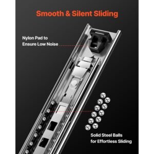 heavy duty drawer slides 60inch, 1 pair locking drawer slides 250lbs load capacity, side mount ball bearing, 3 fold full extension