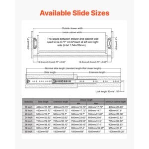 heavy duty drawer slides 60inch, 1 pair locking drawer slides 250lbs load capacity, side mount ball bearing, 3 fold full extension