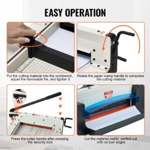 heavy duty paper cutter, 12" industrial commercial guillotine paper cutter for a4 paper, 400 sheet capacity, solid steel construction, stack paper trimmer for office home school shop, white