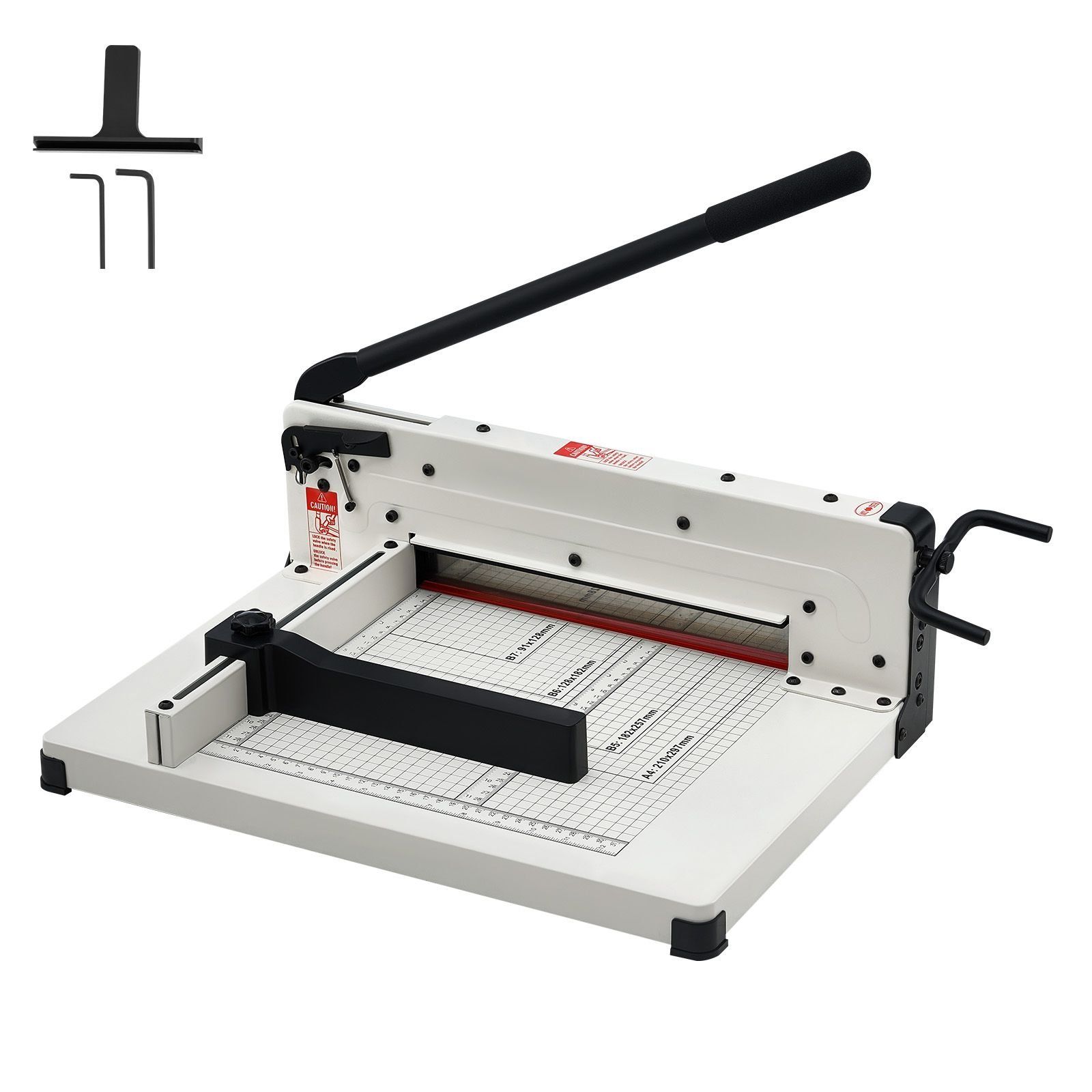heavy duty paper cutter, 12" industrial commercial guillotine paper cutter for a4 paper, 400 sheet capacity, solid steel construction, stack paper trimmer for office home school shop, white