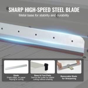 heavy duty paper cutter, 17" industrial commercial guillotine paper cutter for a3 paper, 400 sheet capacity, solid steel construction, stack paper trimmer for office home school shop, white
