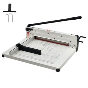 Heavy Duty Paper Cutter, 17" Industrial Commercial Guillotine Paper Cutter for A3 Paper, 400 Sheet Capacity, Solid Steel Construction, Stack Paper Trimmer for Office Home School Shop, White