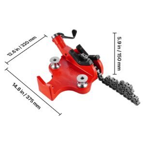 heavy duty pipe chain vise, 1/2" 8" pipe capacity, 34.6" rugged chain & cast iron base, industrial grade pipe clamping for plumbing, automotive repairs, metalworking