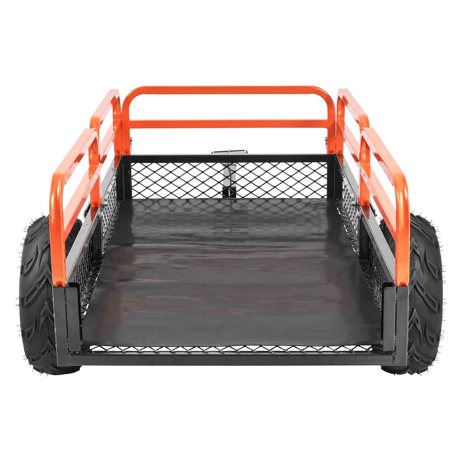 heavy duty steel atv dump trailer, 1500 pound load capacity 15 cubic feet, tow behind dump cart garden trailer, with removable sides and 2 tires, for mowers, tractors, atv, utv