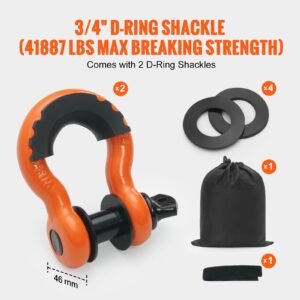 heavy duty tow strap recovery kit 3" x 30 ft (mbs 36,000 lbs) tree saver winch strap, triple reinforced loop & protective sleeves & storage bag , 3/4" d ring shackles, for truck jeep suv atv