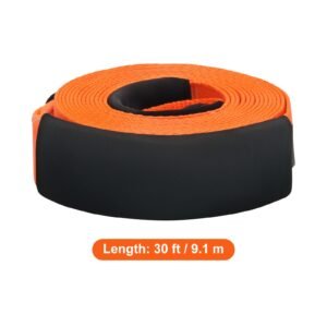 heavy duty tow strap recovery kit 3" x 30 ft (mbs 36,000 lbs) tree saver winch strap, triple reinforced loop & protective sleeves & storage bag , 3/4" d ring shackles, for truck jeep suv atv