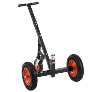 heavy duty trailer dolly, 1000lbs tongue weight capacity, carbon steel trailer mover with 2 inch ball, 14 inch pneumatic tires, portable tow dolly for moving rv trailer