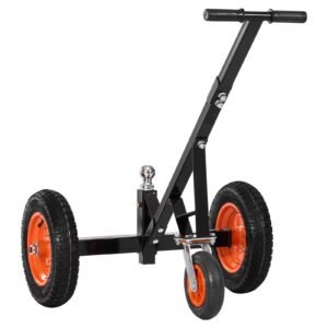 heavy duty trailer dolly, 1200lbs tongue weight capacity, carbon steel trailer mover with 2 inch ball, 15.2 inch pneumatic tires, portable tow dolly for moving rv trailer