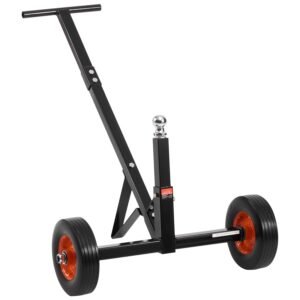 Heavy-Duty Trailer Dolly, 600lbs Tongue Weight Capacity, Carbon Steel Trailer Mover with 1-7/8 in Hitch Ball and 10 in Solid Tires, Portable Tow Dolly for Moving Car RV Boat Trailer