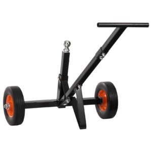 heavy duty trailer dolly, 600lbs tongue weight capacity, carbon steel trailer mover with 1 7/8 in hitch ball and 10 in solid tires, portable tow dolly for moving car rv boat trailer