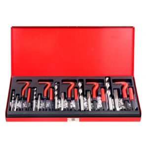 helicoil thread repair kit, 166 piece metric hss drill helicoil repair kit, m5 m6 m8 m10 m12 heli coil rethreading tool kit with hss drill bits thread inserts taps breakoff installation tools