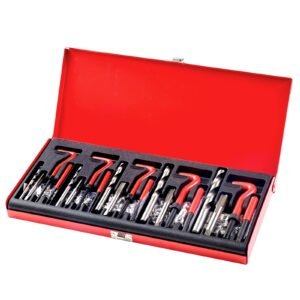 helicoil thread repair kit, 166 piece metric hss drill helicoil repair kit, m5 m6 m8 m10 m12 heli coil rethreading tool kit with hss drill bits thread inserts taps breakoff installation tools