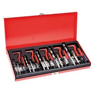 Helicoil Thread Repair Kit, 166-Piece Metric HSS Drill Helicoil Repair Kit, M5 M6 M8 M10 M12 Heli Coil Rethreading Tool Kit with HSS Drill Bits Thread Inserts Taps Breakoff Installation Tools