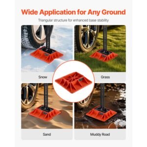 high lift jack base and handle keeper, 11.6" x 11.6" off road jack stand base with 7000 pound capacity, heavy duty farm jacks support stand for most jacks with 7.3" x 4.7" base, red