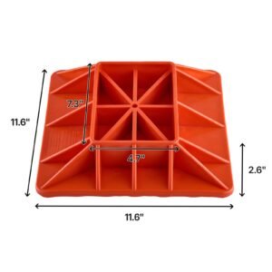 high lift jack base and handle keeper, 11.6" x 11.6" off road jack stand base with 7000 pound capacity, heavy duty farm jacks support stand for most jacks with 7.3" x 4.7" base, red