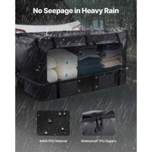 hitch cargo carrier bag, waterproof 840d pvc, 59.84 x 24.02 x 30.63 in (25 cubic feet), heavy duty cargo bag for truck bed storage with reinforced straps, suitable for car suv vans hitch basket