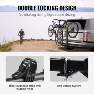 hitch mount bike rack, 4 bike carrier rack, 150 lbs capacity bike rack hitch for 2 inch receiver, titling and folding bike carrier with no wobble u bolt and strap, for car, suv, truck, rv