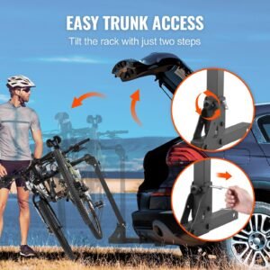 hitch mount bike rack, 4 bike carrier rack, 150 lbs capacity bike rack hitch for 2 inch receiver, titling and folding bike carrier with no wobble u bolt and strap, for car, suv, truck, rv