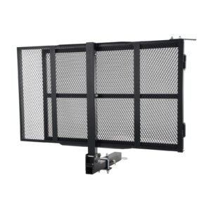 hitch mount cargo carrier, 45.3" x 25.6" iron hitch cargo rack with folding ramp, hitch rack basket with stabilizer and straps, 500lbs mobility scooter carrier fit 2" hitch receiver