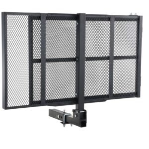 Hitch Mount Cargo Carrier, 45.3" x 25.6" Iron Hitch Cargo Rack with Folding Ramp, Hitch Rack Basket with Stabilizer and Straps, 500LBS Mobility Scooter Carrier Fit 2" Hitch Receiver