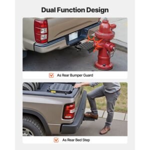 hitch step for 2 inch receiver, universal rear bumper guard protector with 350 lbs load capacity, wide & non slip tow hitch step with pin kit and stabilizer, fit for truck, suv, pickup, trailer