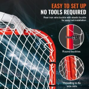 hockey goal with backstop and targets, street steel hockey net, 72" pro hockey training goal set, portable indoor outdoor hockey goal with net, easy assemble, white/red