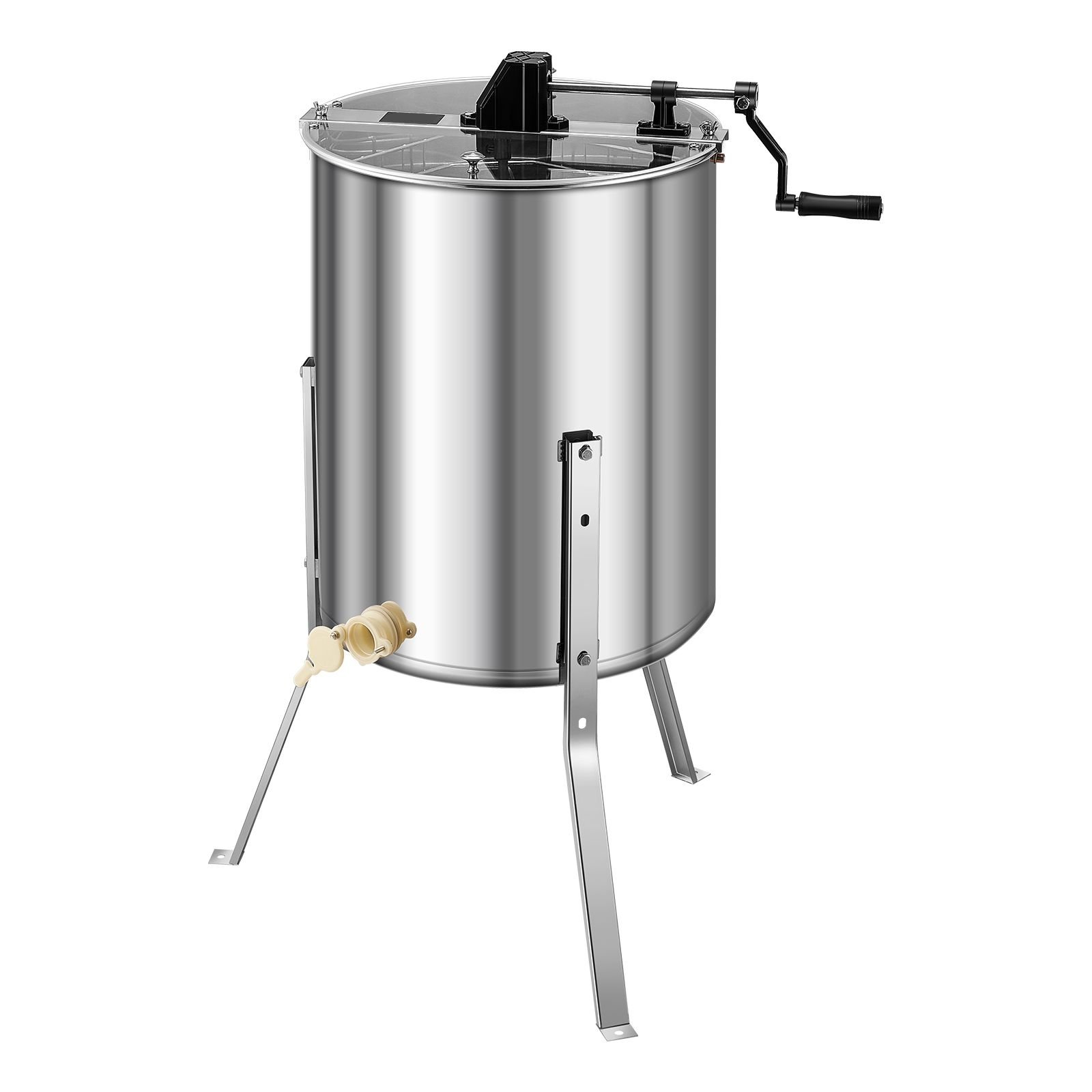 honey extractor, 4/8 frame manual honey spinner with transparent lid, stainless steel honeycomb drum spinner with height adjustable stand, honeycomb extraction equipment for beekeeping
