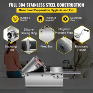 horizontal sausage stuffer 3l/ 7lbs manual sausage maker with 5 filling nozzles sausage stuffing machine for home & commercial use stainless steel