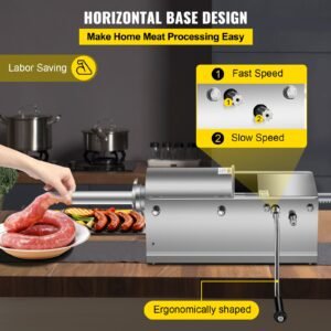 horizontal sausage stuffer 3l/ 7lbs manual sausage maker with 5 filling nozzles sausage stuffing machine for home & commercial use stainless steel
