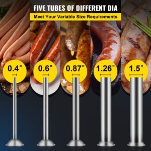 horizontal sausage stuffer 3l/ 7lbs manual sausage maker with 5 filling nozzles sausage stuffing machine for home & commercial use stainless steel