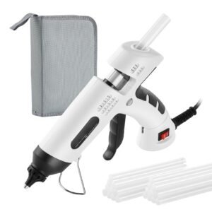 hot glue gun, 60/100w dual power, mini hot glue gun with 20 premium glue sticks and oxford cloth bag, fast preheating & high temp melt glue gun for crafts, arts, diy, quick home repairs, white