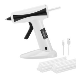hot glue gun, rechargeable cordless glue gun, mini wireless hot glue gun kit with 2200mah battery, 20 pcs glue sticks, fast preheating & high temp, for crafts, arts, diy, quick home repairs