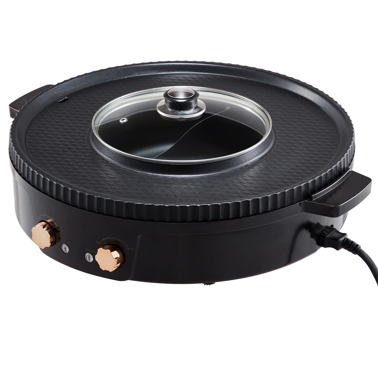 hot pot with grill, 1800w 2 in 1 electric smokeless grill and hot pot, korean bbq shabu shabu hotpot with separate dual temperature control, non stick pan, for 2 8 people family dining