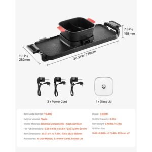 hot pot with grill, 2300w 2 in 1 electric smokeless grill and hot pot, removable shabu shabu hotpot with non stick pan, separate dual temperature control, indoor korean bbq for 1 6 people