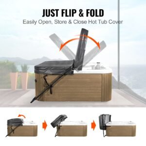 hot tub cover lift, spa cover lift, height 31.5" 41.3" width 53" 92.5" adjustable, installed at the bottom on one side, suitable for various sizes of rectangular bathtubs, hot tubs, spa