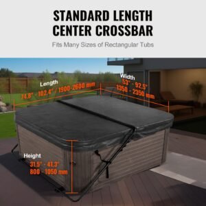 hot tub cover lift, spa cover lift, height 31.5" 41.3" width 53" 92.5" adjustable, installed at the bottom on one side, suitable for various sizes of rectangular bathtubs, hot tubs, spa