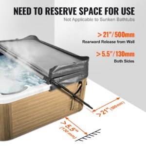 hot tub cover lift, spa cover lift, height 31.5" 41.3" width 53" 92.5" adjustable, installed at the bottom on one side, suitable for various sizes of rectangular bathtubs, hot tubs, spa